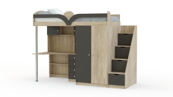 Кровать-чердак с рабочей зоной Мираж К-32 BMS со шкафом