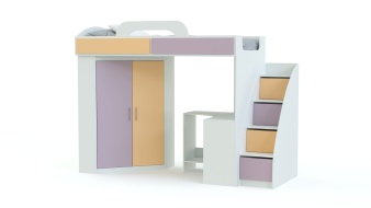 Кровать-чердак со шкафом и столом Фимо 2 BMS