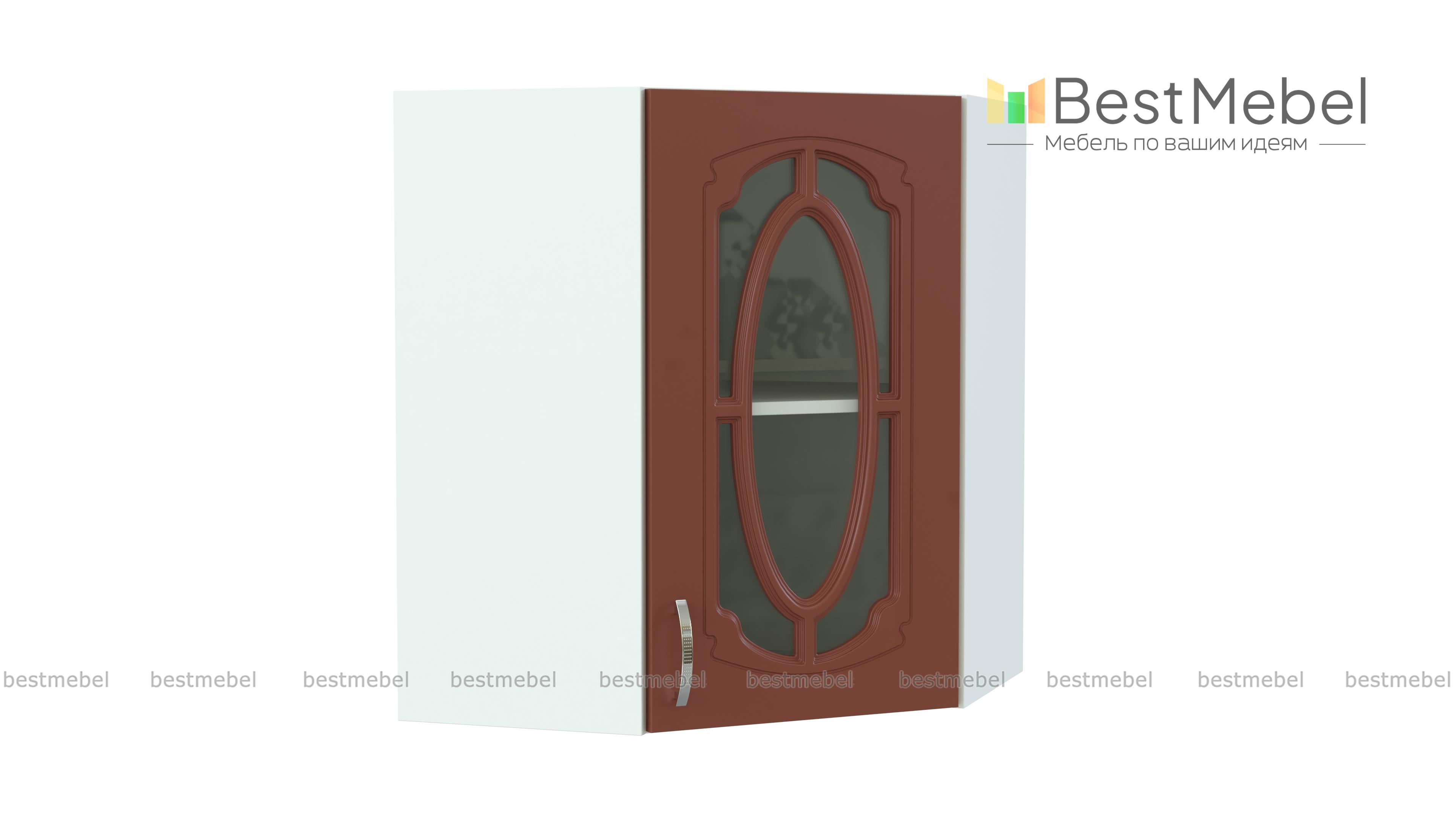 Шкаф верхний угловой остекленный Настя BMS - Фото