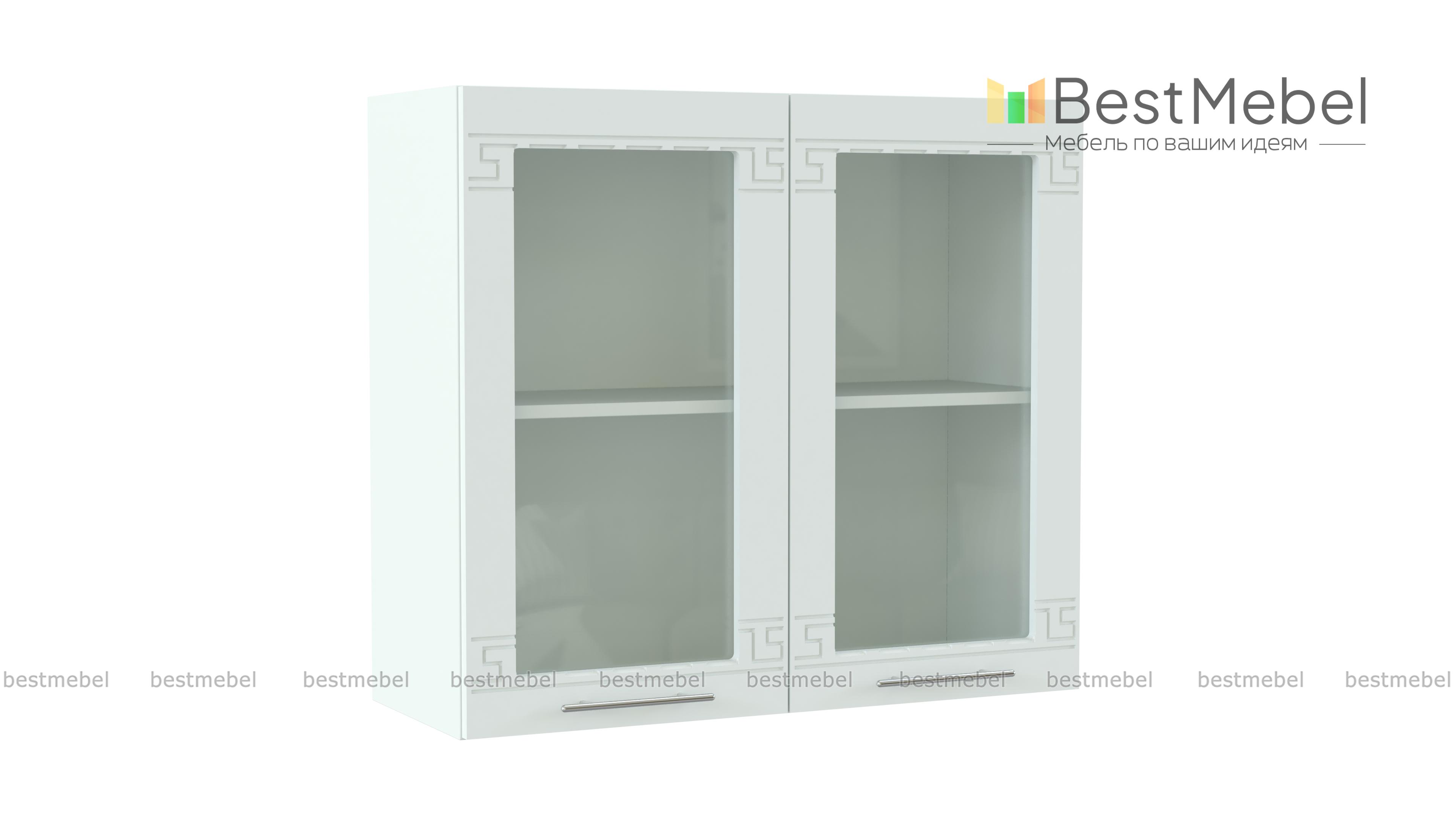 Шкаф навесной 2 двери со стеклом Греция BMS - Фото