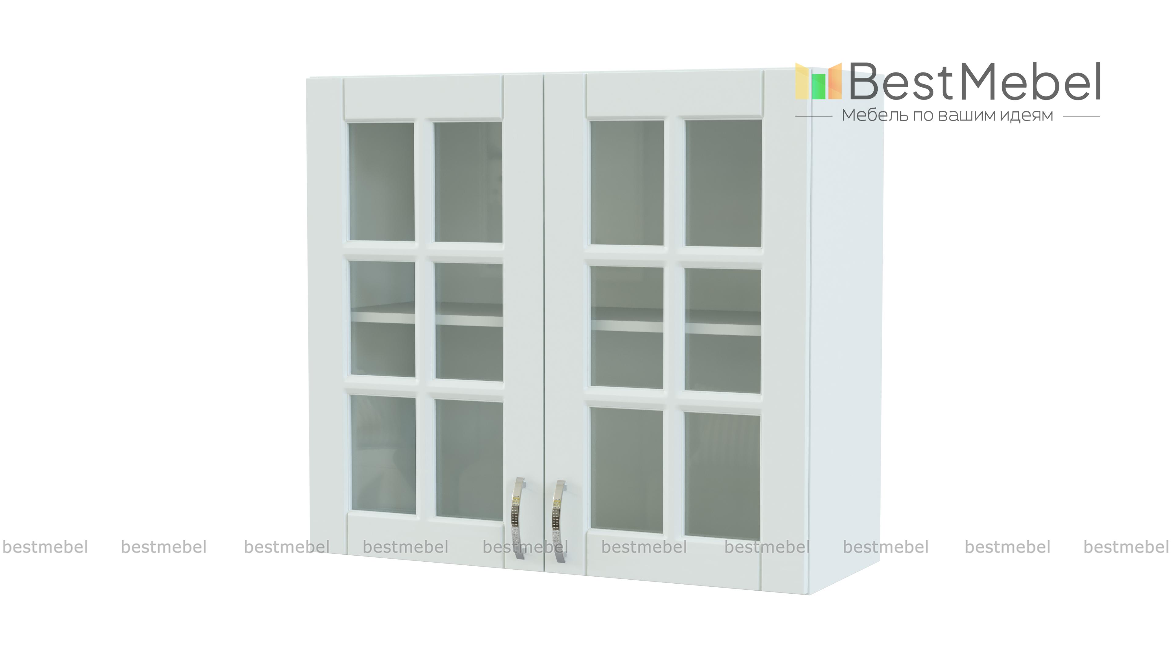 Шкаф верхний 2 двери Лондон со стеклом BMS - Фото